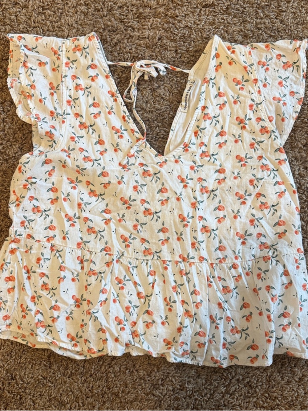 Abercrombie & Fitch Cream clementine Flutter Sleeve Top